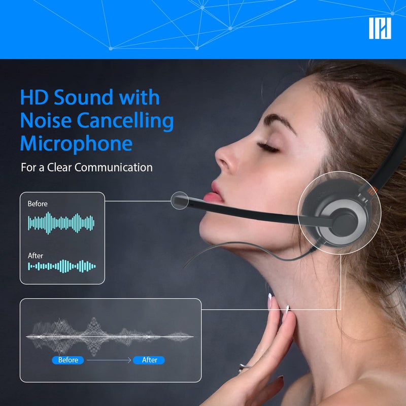 IPD IPH-165 USB Headset with Noise Cancelling Microphone for Office and Call cengter- Compatible with Skype, Microsoft Teams, Cisco Jabber, Avaya One-X and Other Soft Phones - Image 4